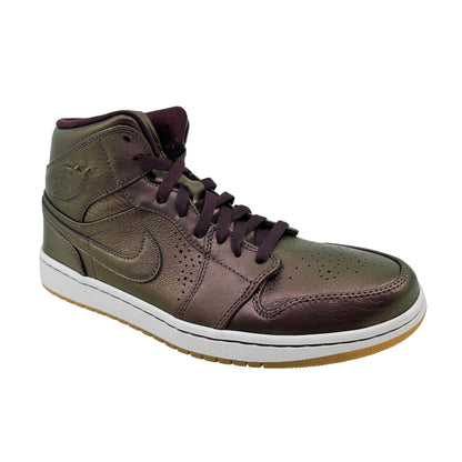 Jordan 1 Mid Nouveau Burgundy White Mens Athletic Sneaker