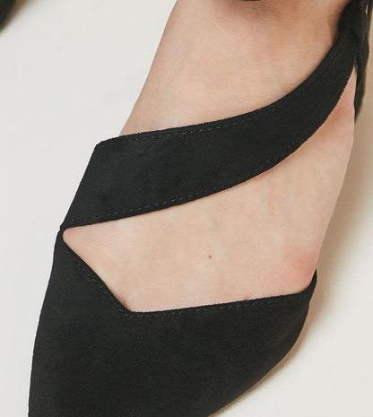 Women's Wide Fit Wallis Eve Asymmetric Strap Block Heel Pointed Court Shoes