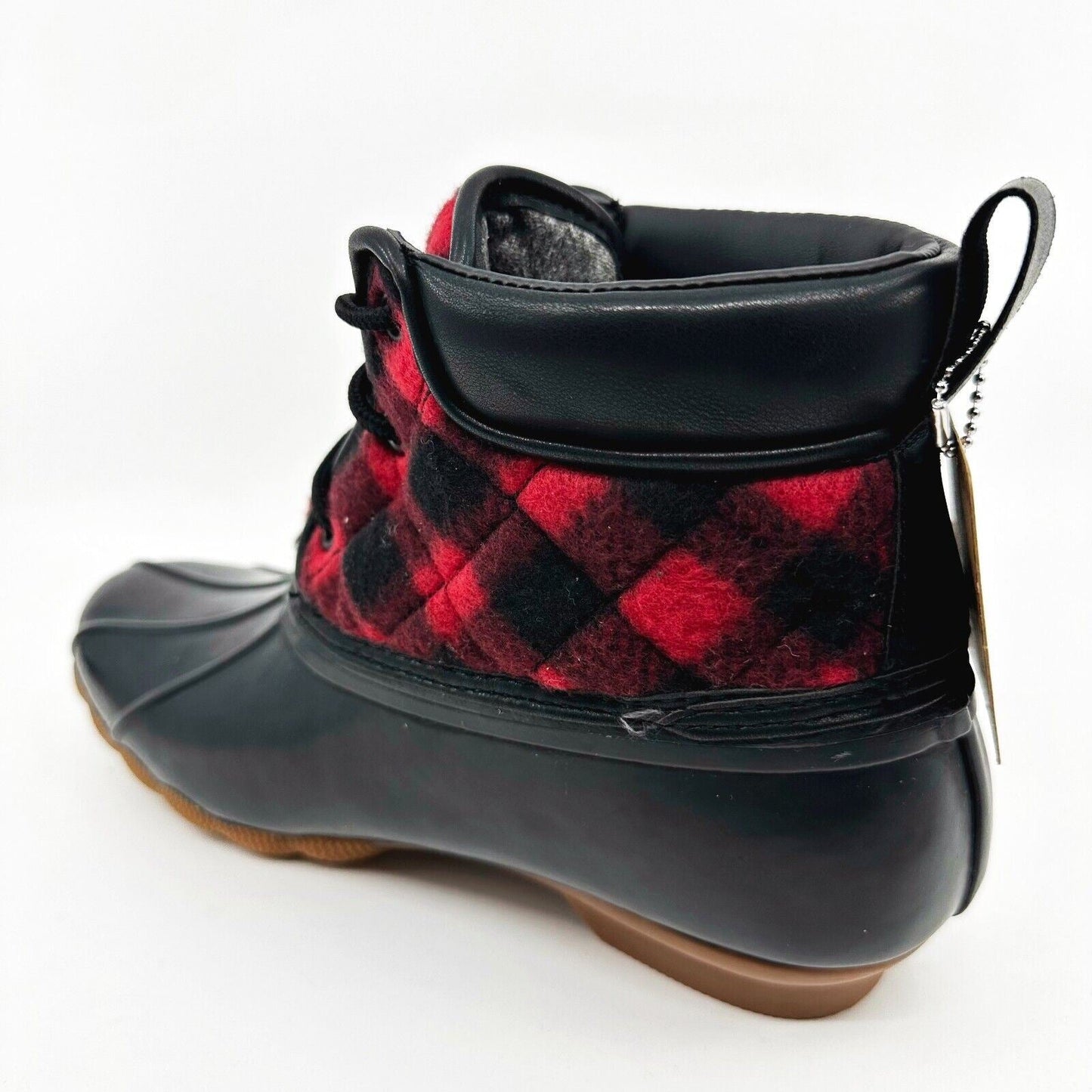 Skechers Pond Good Plaid Black Red Womens Size 7 Rubber Duck Boots