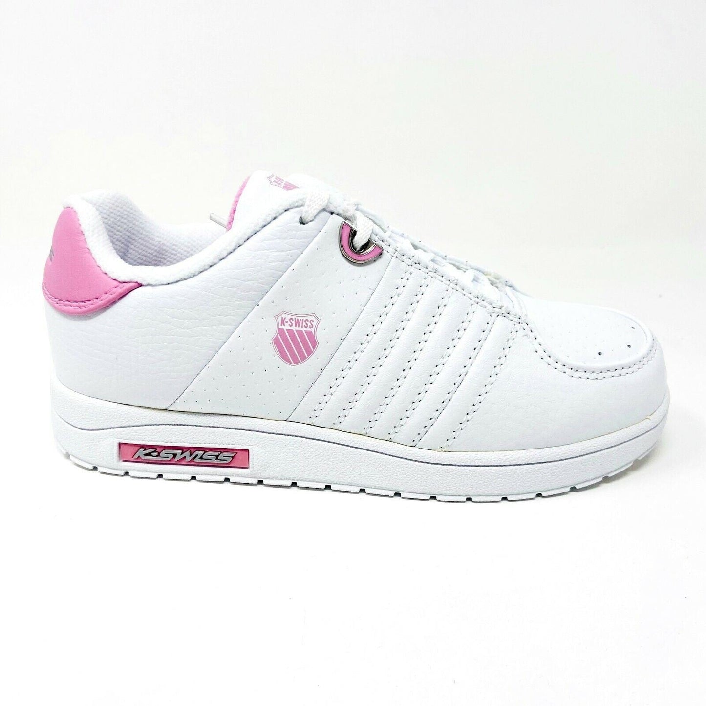 K-Swiss Wolert White Bubble Gum Pink Girls Kids Casual Shoes Sneakers 51376136