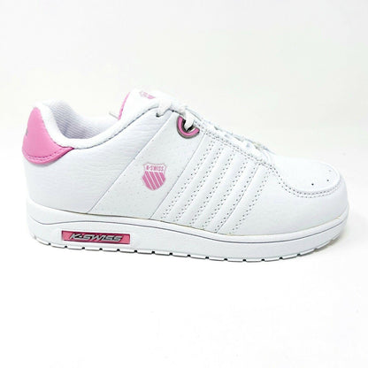 K-Swiss Wolert White Bubble Gum Pink Girls Kids Casual Shoes Sneakers 51376136