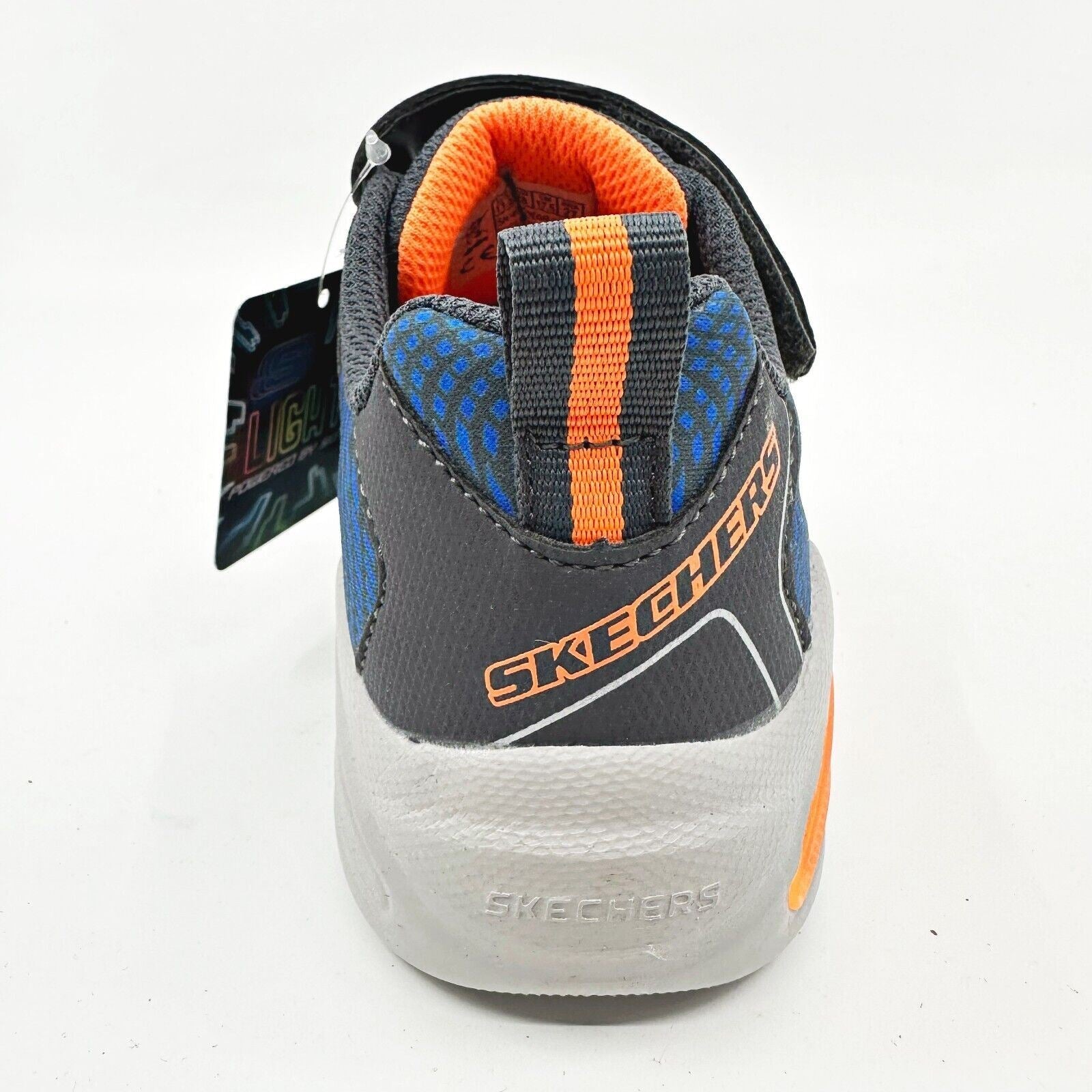 Skechers S Lights Erupters IV Charcoal Orange Kids Boys Size 11.5 Sneakers