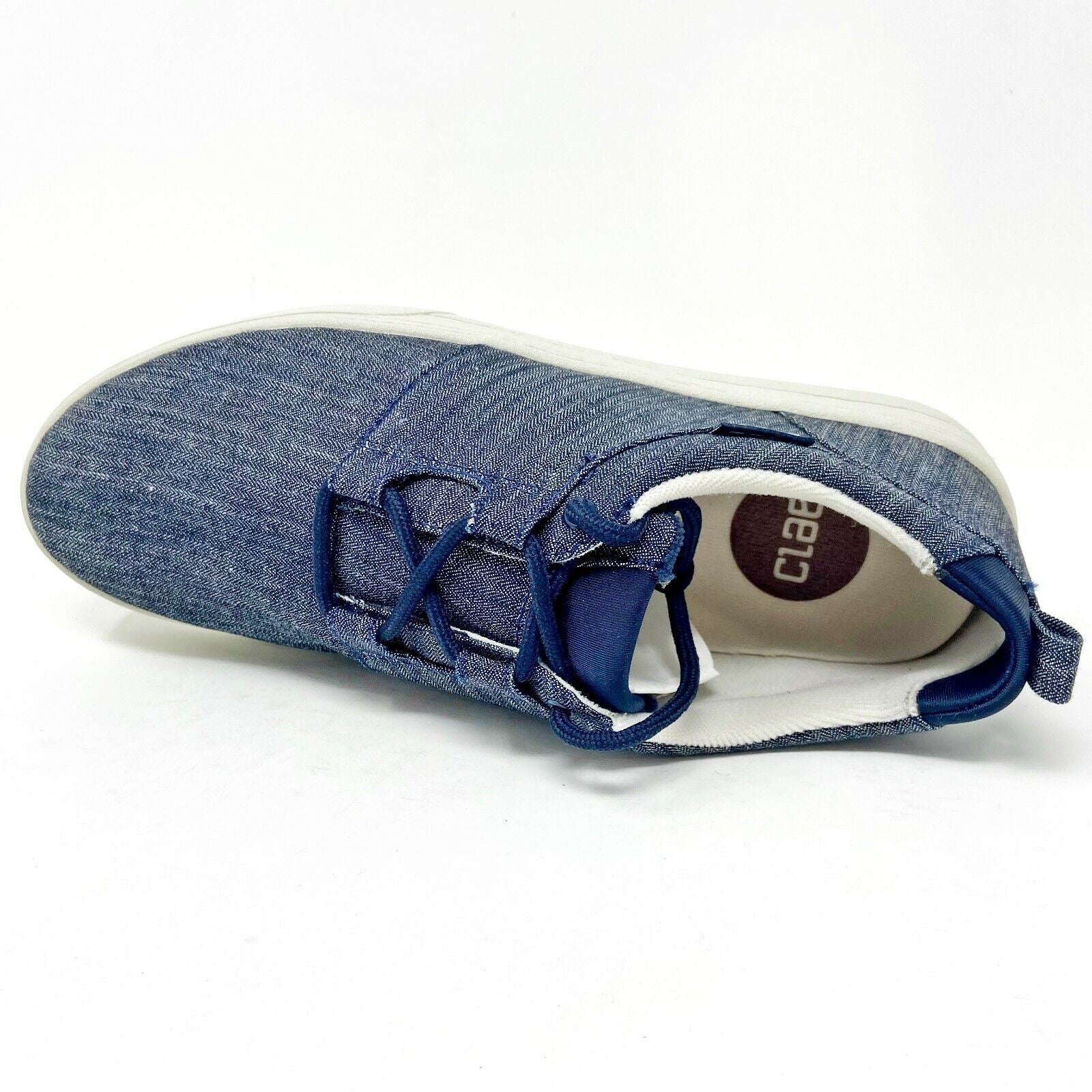 Clae Newman Deep Navy Herringbone Mens Size 8 Premium Sneakers