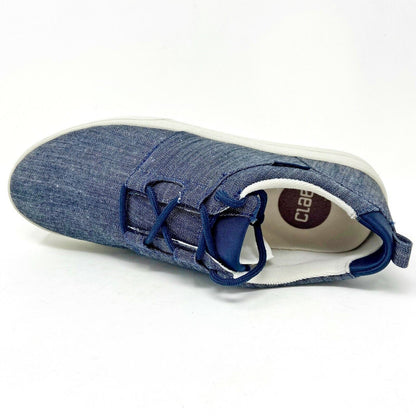 Clae Newman Deep Navy Herringbone Mens Size 8 Premium Sneakers