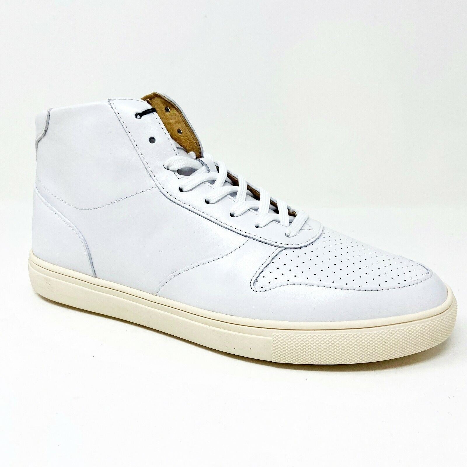 Clae Gregory Mid White Leather Mens Casual Sneakers