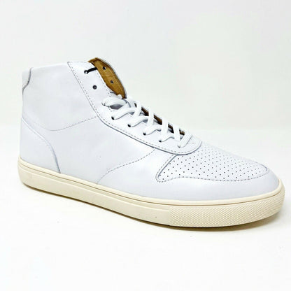 Clae Gregory Mid White Leather Mens Casual Sneakers