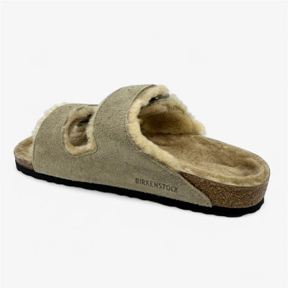 Birkenstock Arizona Shearling Taupe Mens Casual Soft Footbead Clog