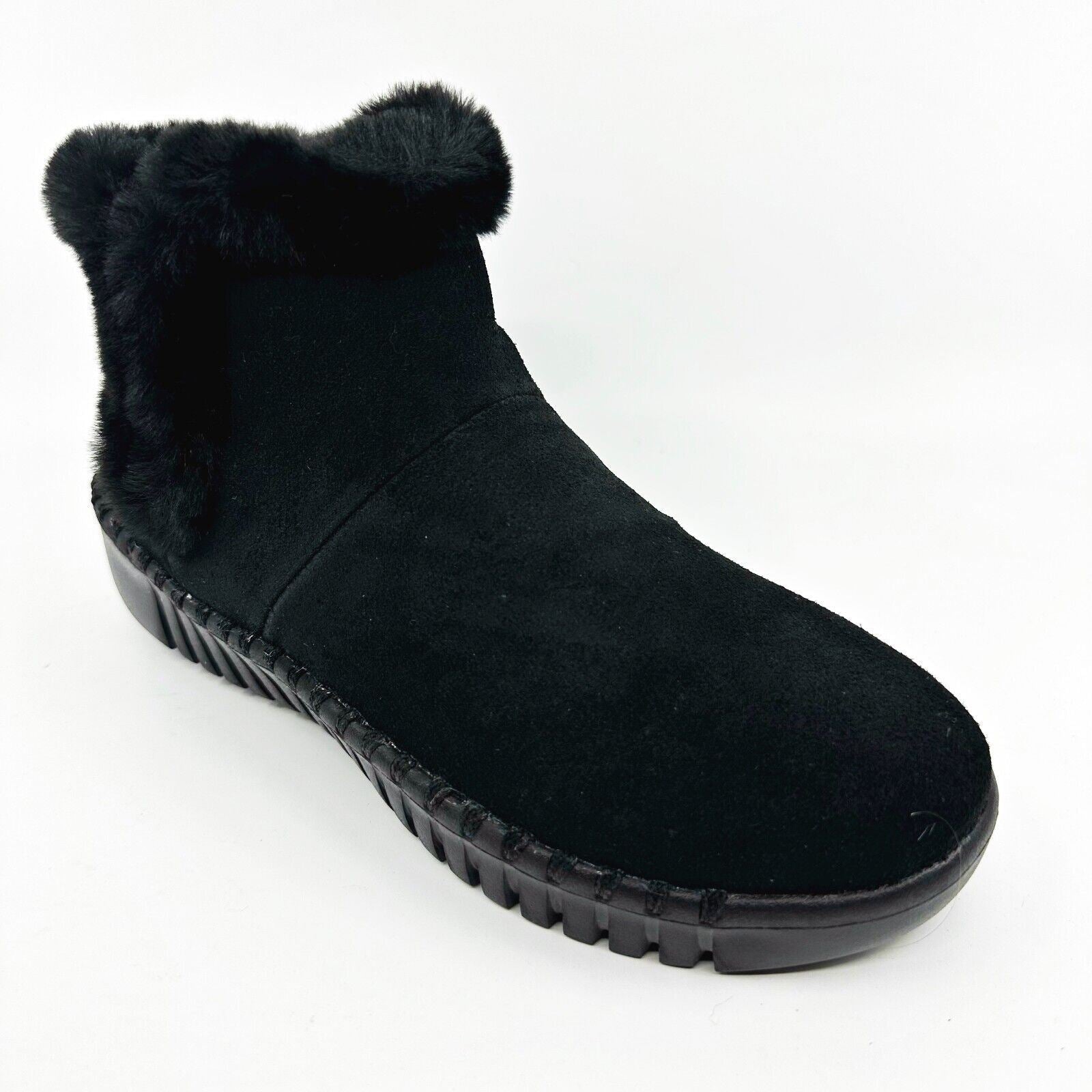 Skechers Go Walk Smart Love Affair Black Womens Size 6.5 Faux Fur Booties