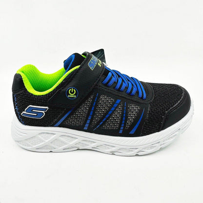 Skechers S Lights Dunamic Flash Black Blue Lime Kids Boys Size 11 Sneakers