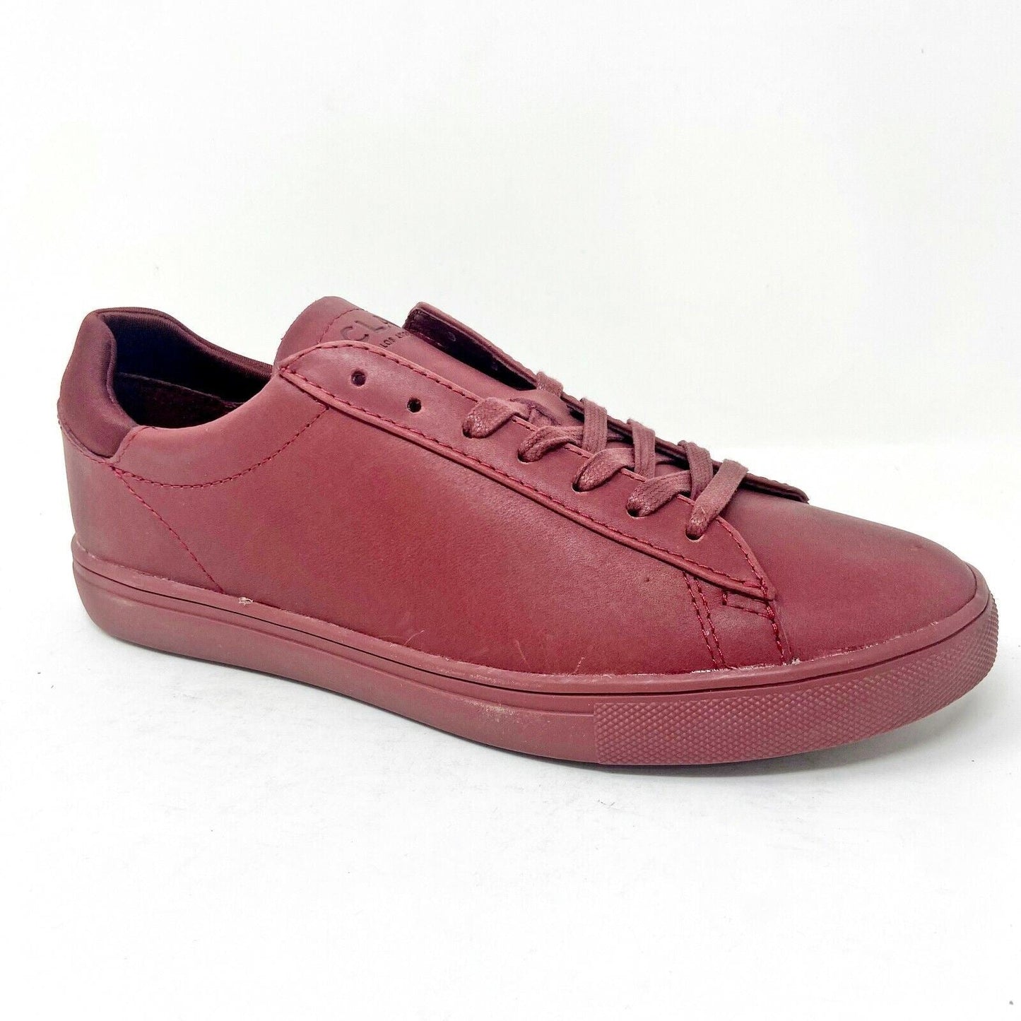 Clae Bradley Merlot Full Grain Leather Red Mens Premium Casual Sneakers
