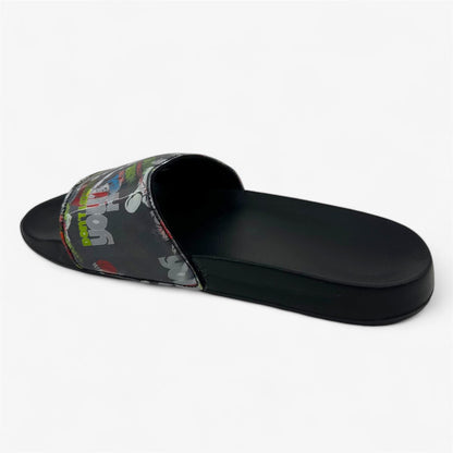AND1 Chasin Black Multicolor Mens Sandal Slide
