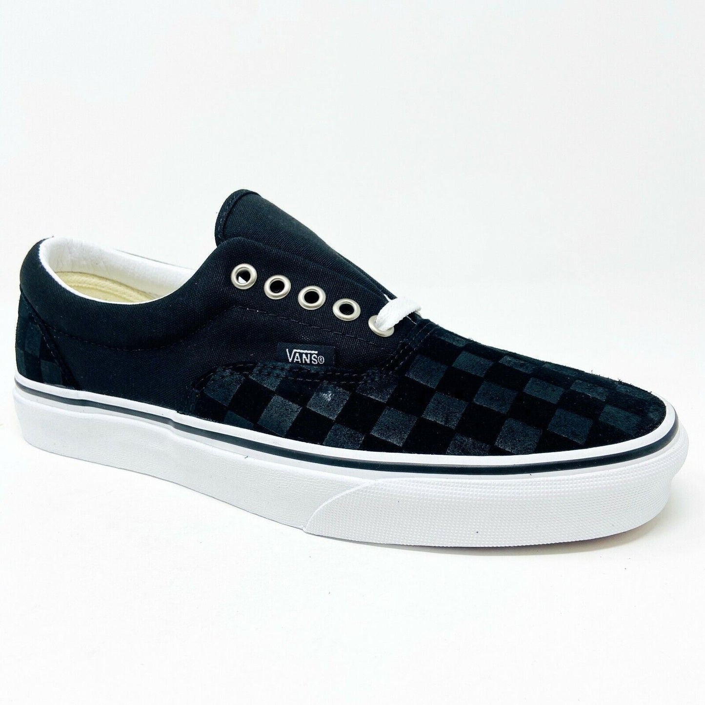 Vans Era (Deboss Checkerboard) Black True White Womens Classic Shoes Sneakers