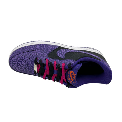 Nike Air Force 1 Black Court Purple Mens Athletic Crackled Gozilla Sneaker