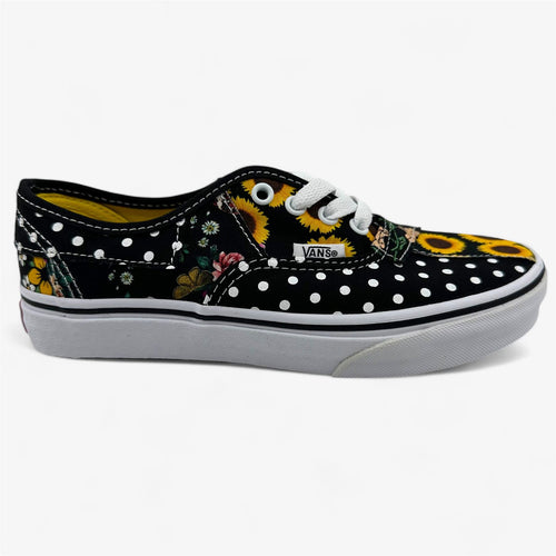 Vans Authentic Patch Sunflower Black Yellow Kids Girls Size 3 Athletic Sneaker