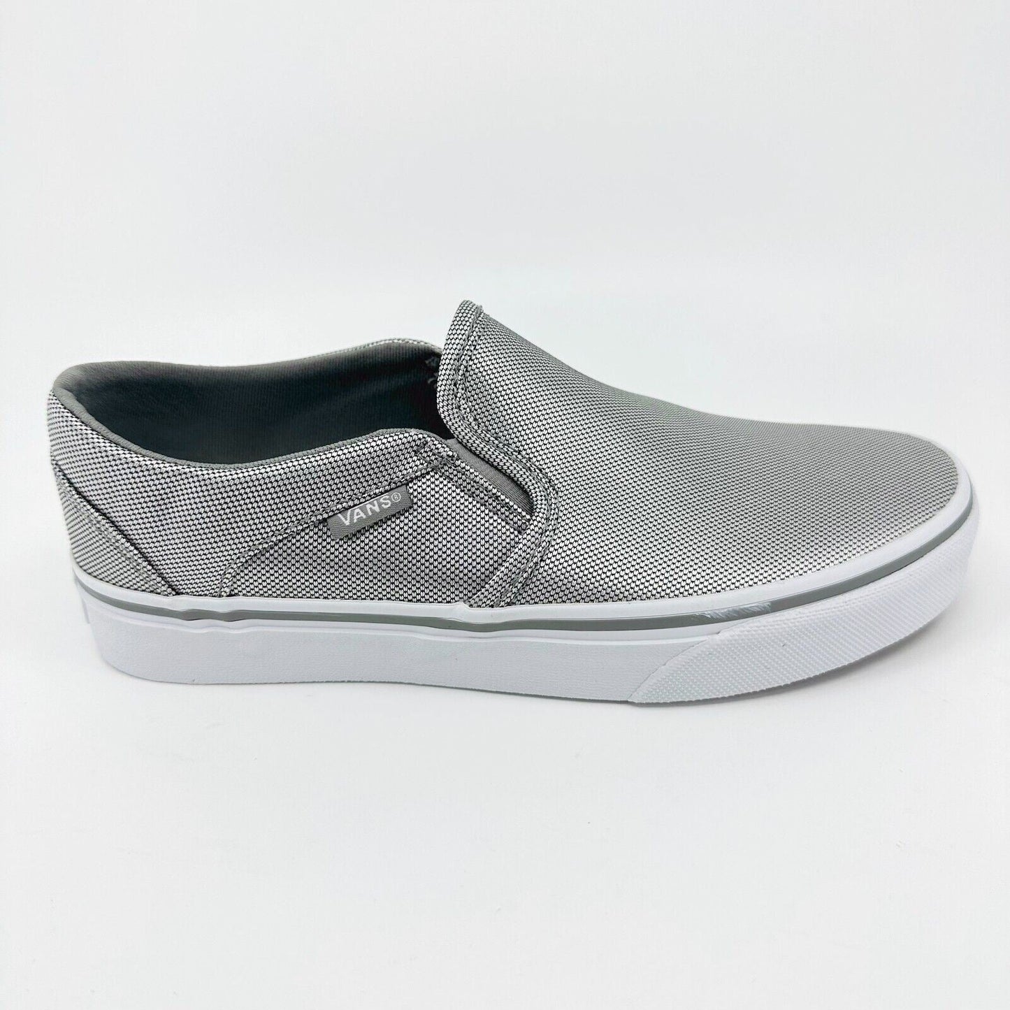 Vans Asher (Textile) Silver White Gray Womens Size 6 Casual Slip On Shoes