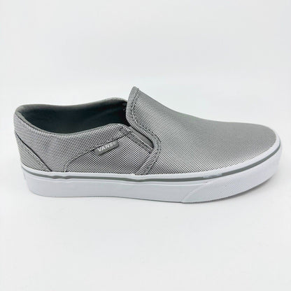 Vans Asher (Textile) Silver White Gray Womens Size 6 Casual Slip On Shoes