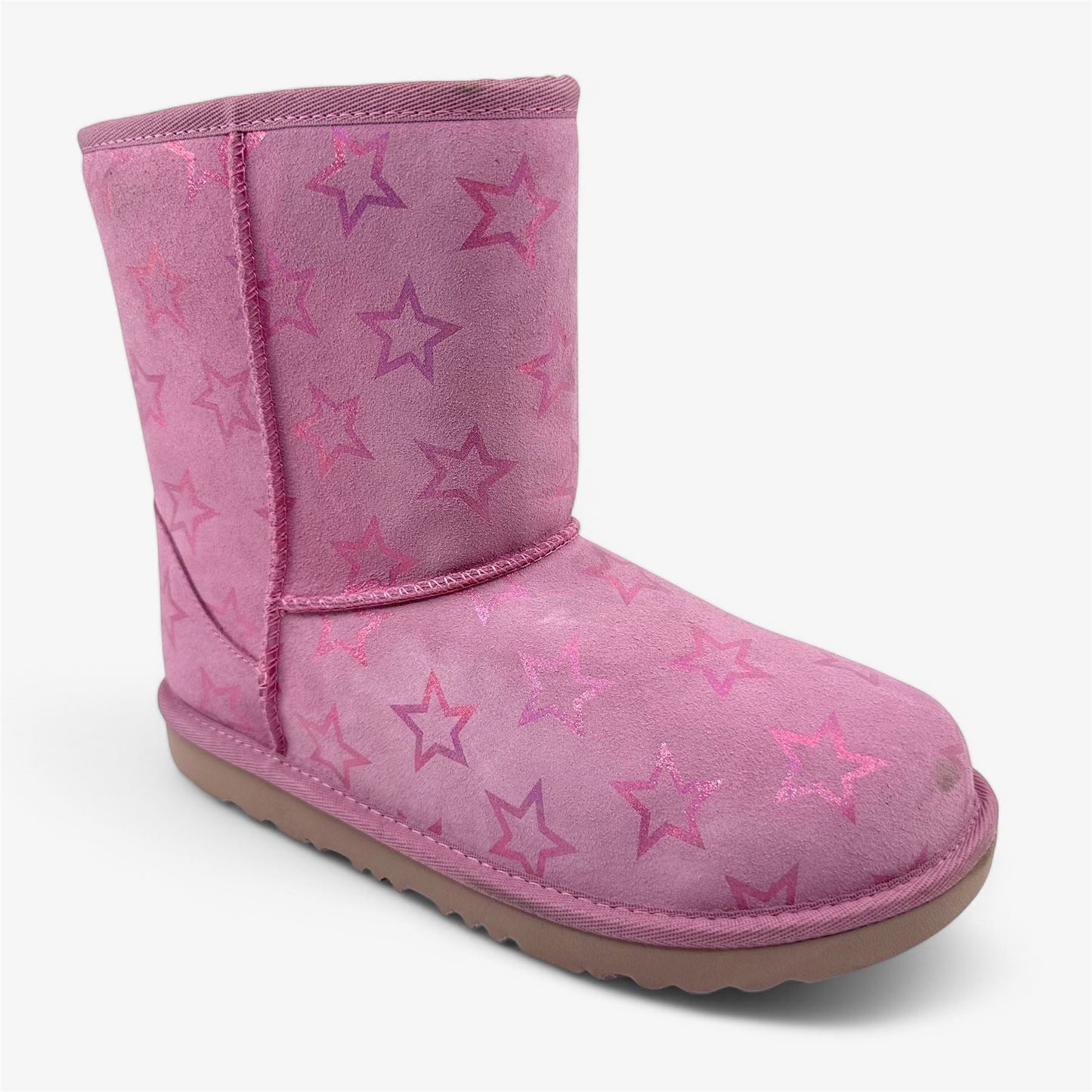 UGG Classic II Iridescent Star Orchid Pink Kids Girls Size 5 Shearling Style