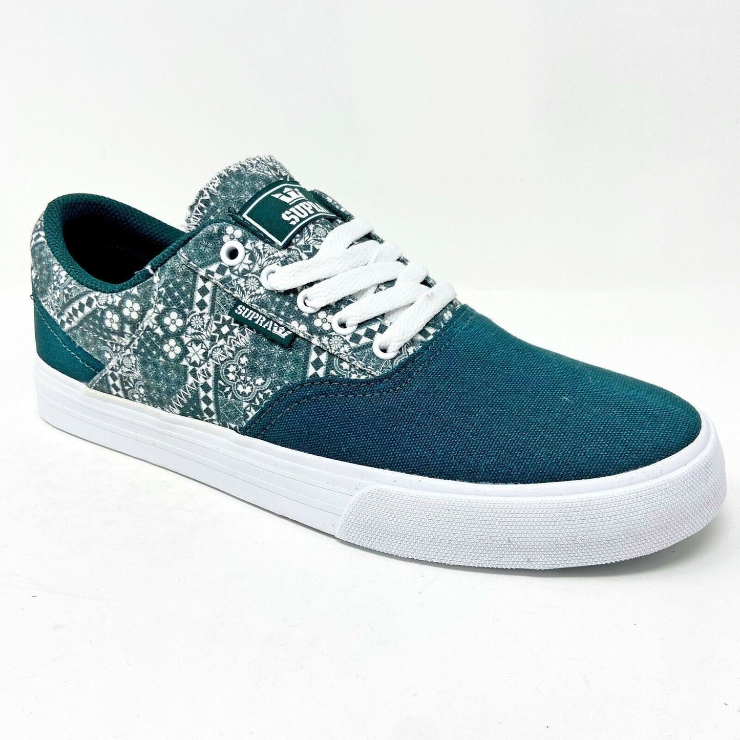 Supra Cobalt Evergreen Print Green White Mens Skateboard Shoes 05663 304
