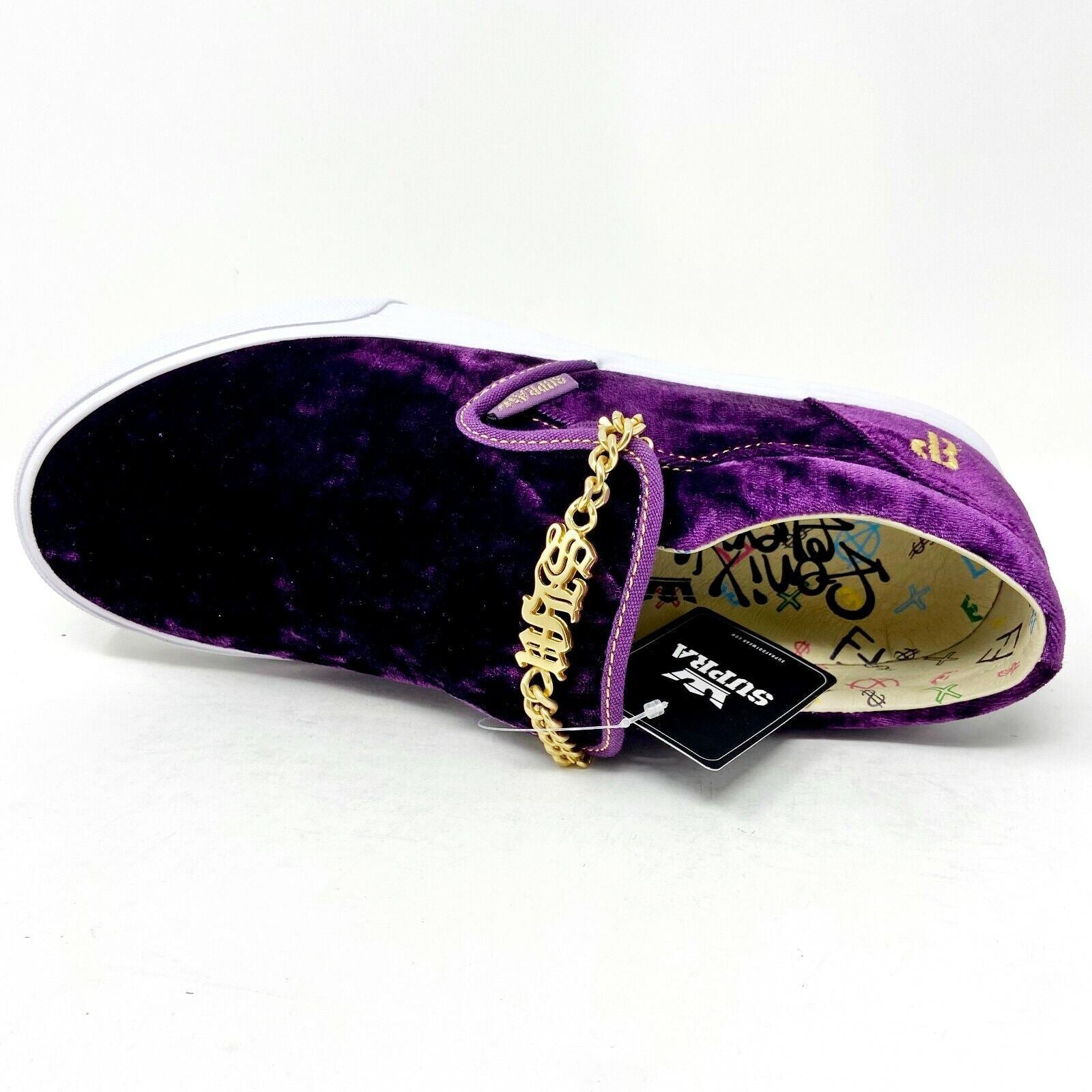 Supra Fenix Flexin Cuba LX Purple Velvet Mens Slip On Skateboard Shoes 06733 573
