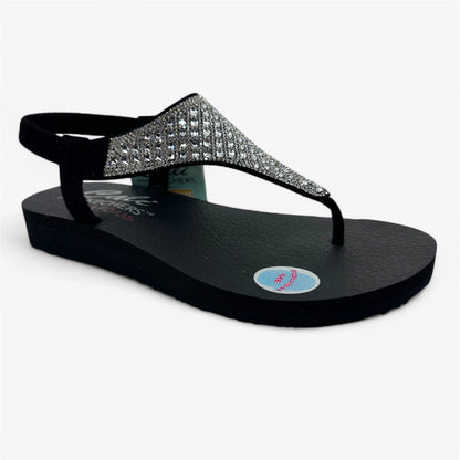 Skechers Meditation Rockstar Black Womens Sandal Slingback