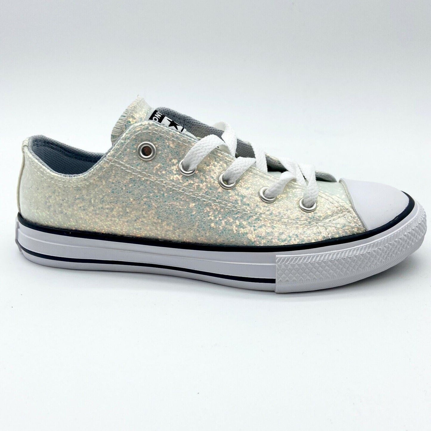 Converse CTAS Ox Wolf Grey Rainbow Glitter Kids Casual Sneakers 665979C