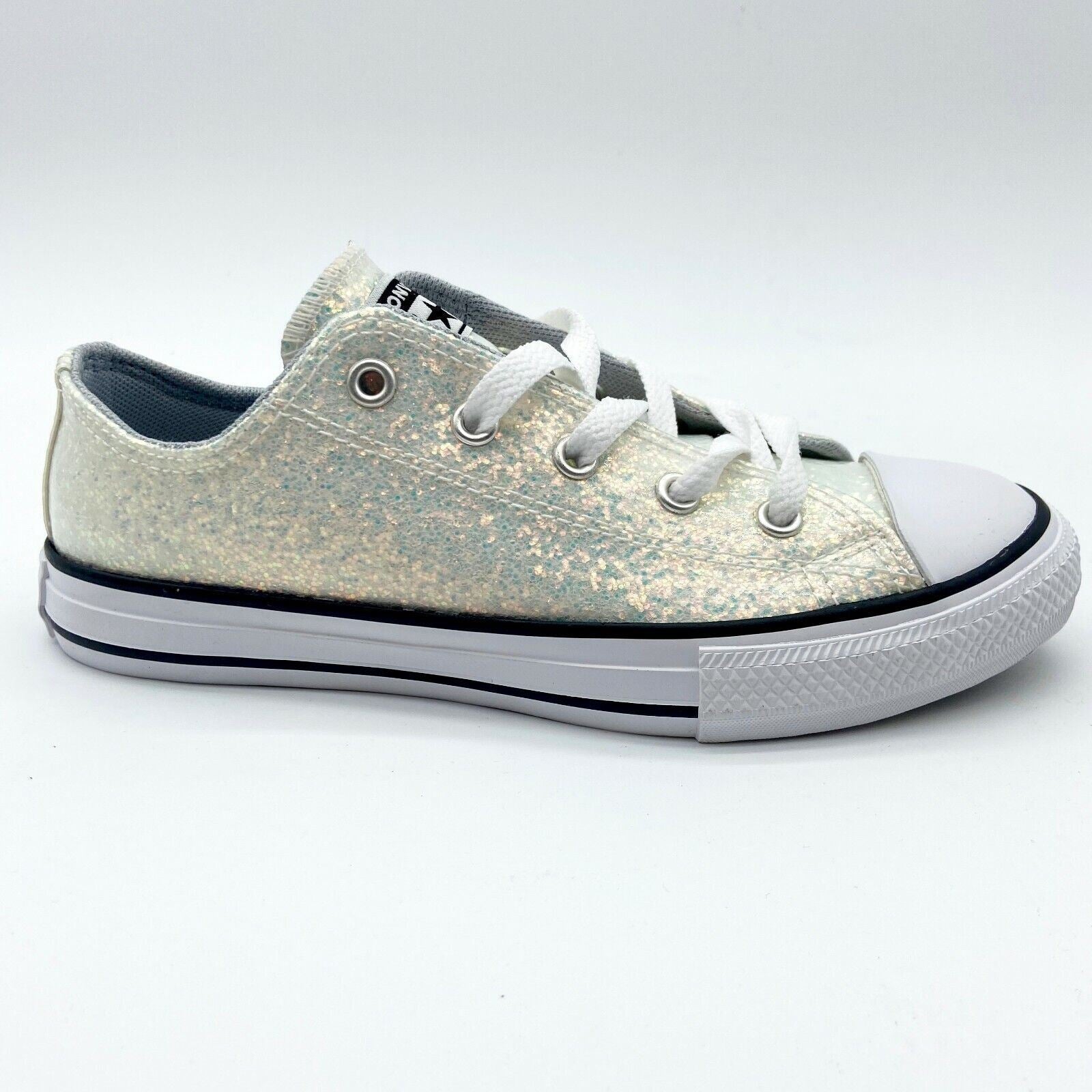 Converse CTAS Ox Wolf Grey Rainbow Glitter Kids Casual Sneakers 665979C