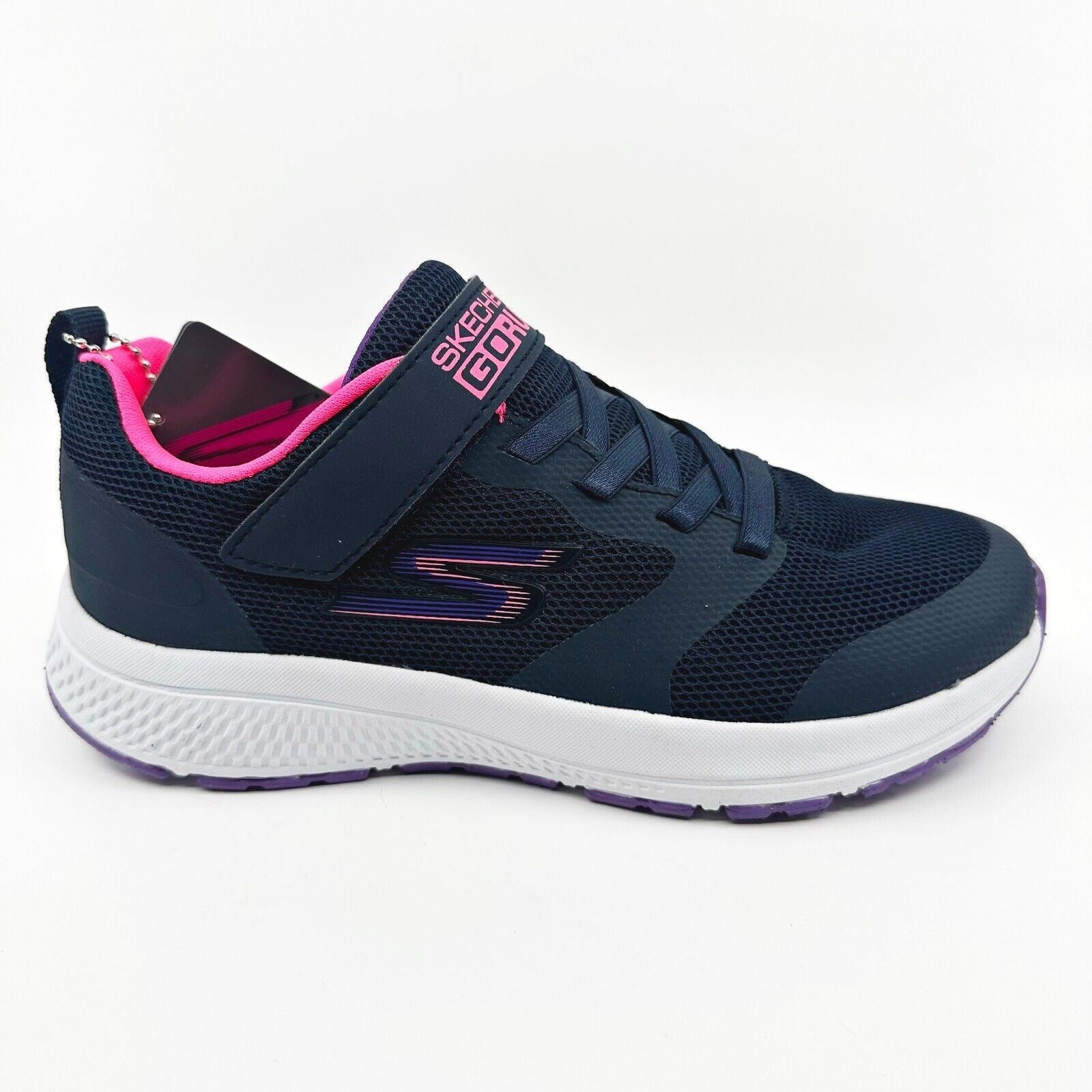 Skechers Go Run Consistent Vibrant Dash Navy Kids Girls Size 3.5