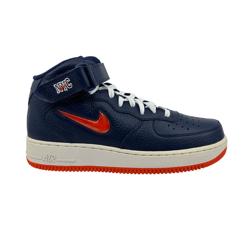 Nike Air Force 1 Mid '07 Midnight Navy Orange Mens Athletic NYC Jewel Sneaker