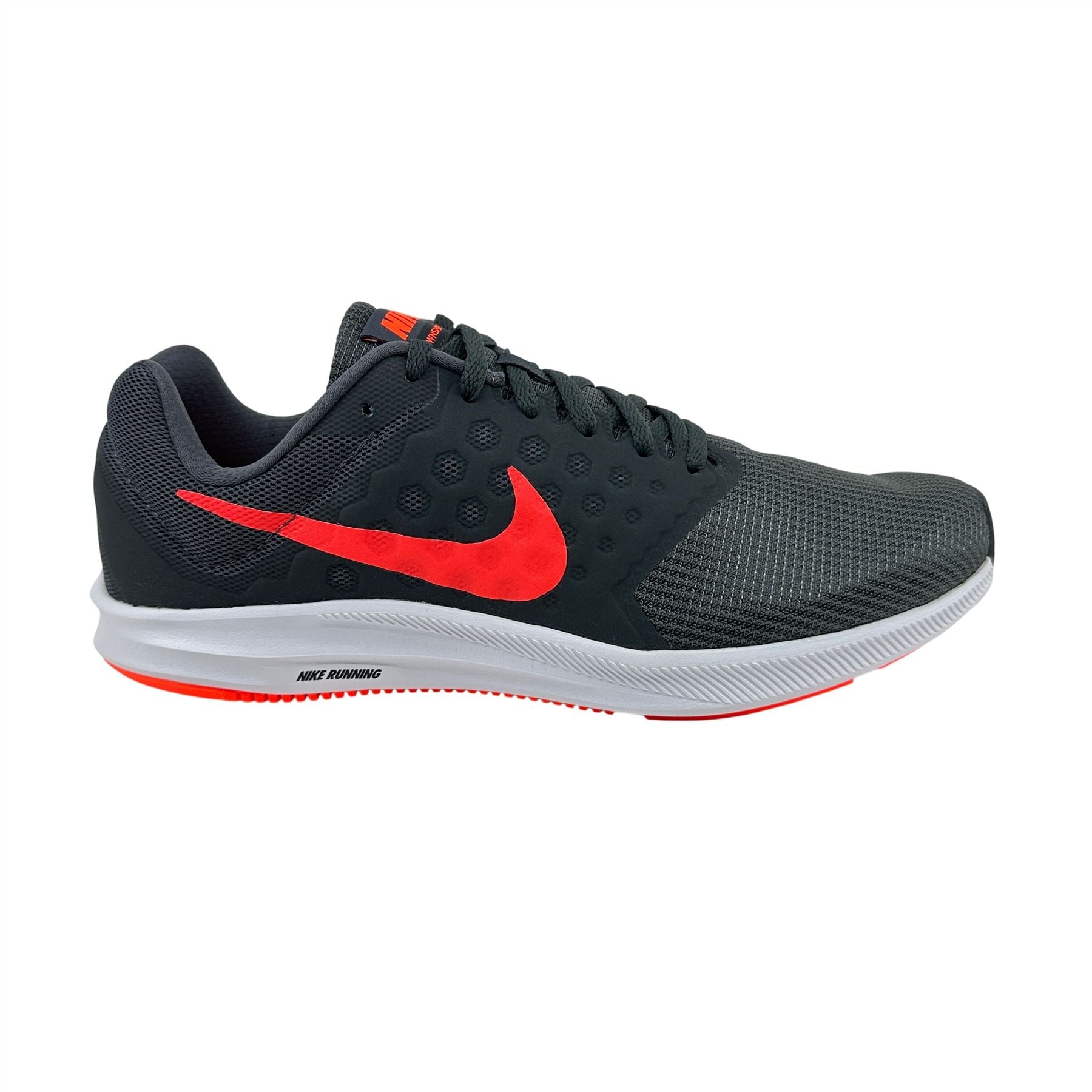 Nike Downshifter 7 Dark Grey Total Crimson Mens Athletic Sneaker