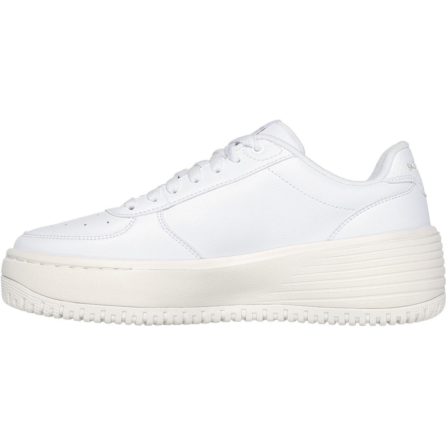 Women's Wide Fit Skechers 185110 Court Classics Grand 92 Be Lifted Trainers - White/Natural