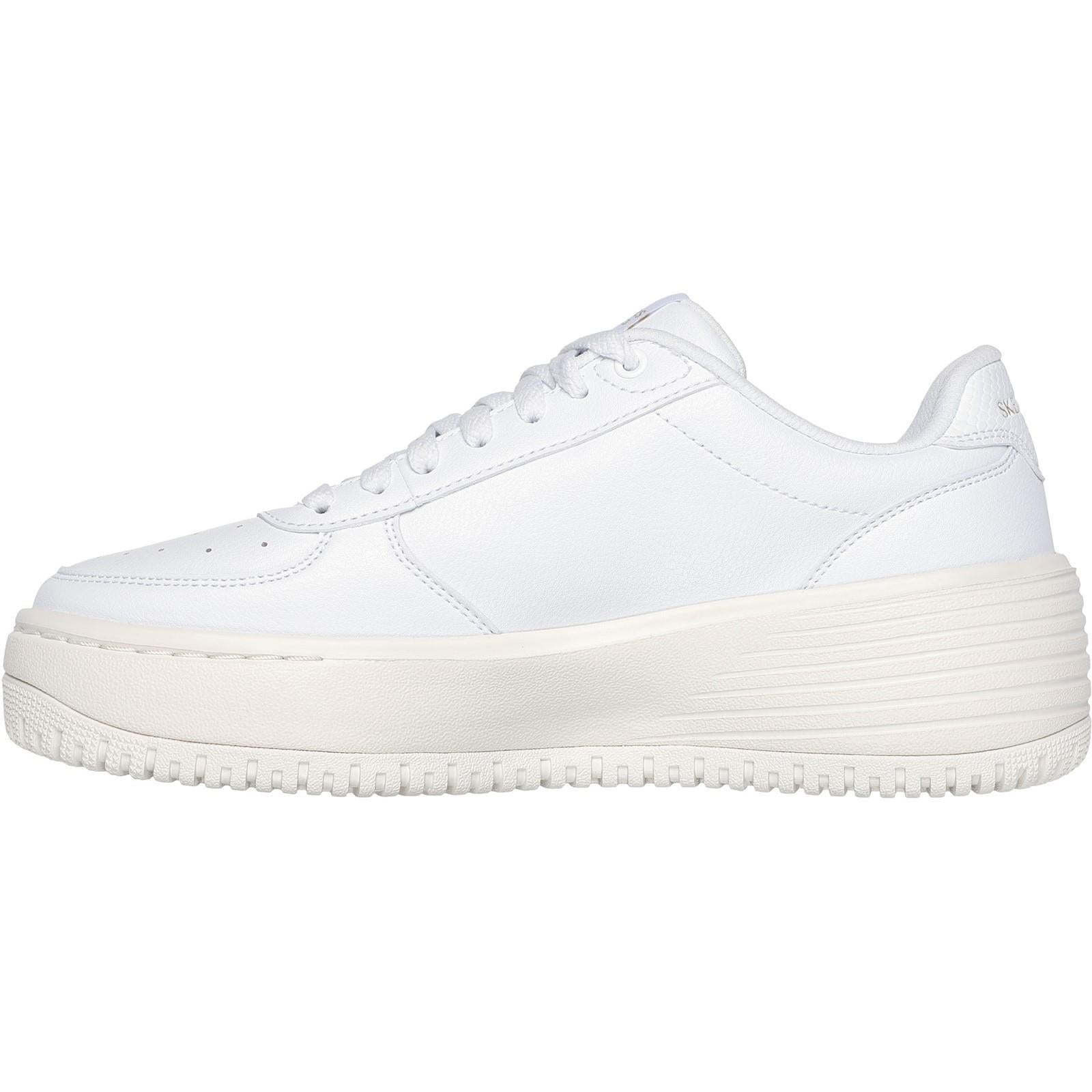 Women's Wide Fit Skechers 185110 Court Classics Grand 92 Be Lifted Trainers - White/Natural