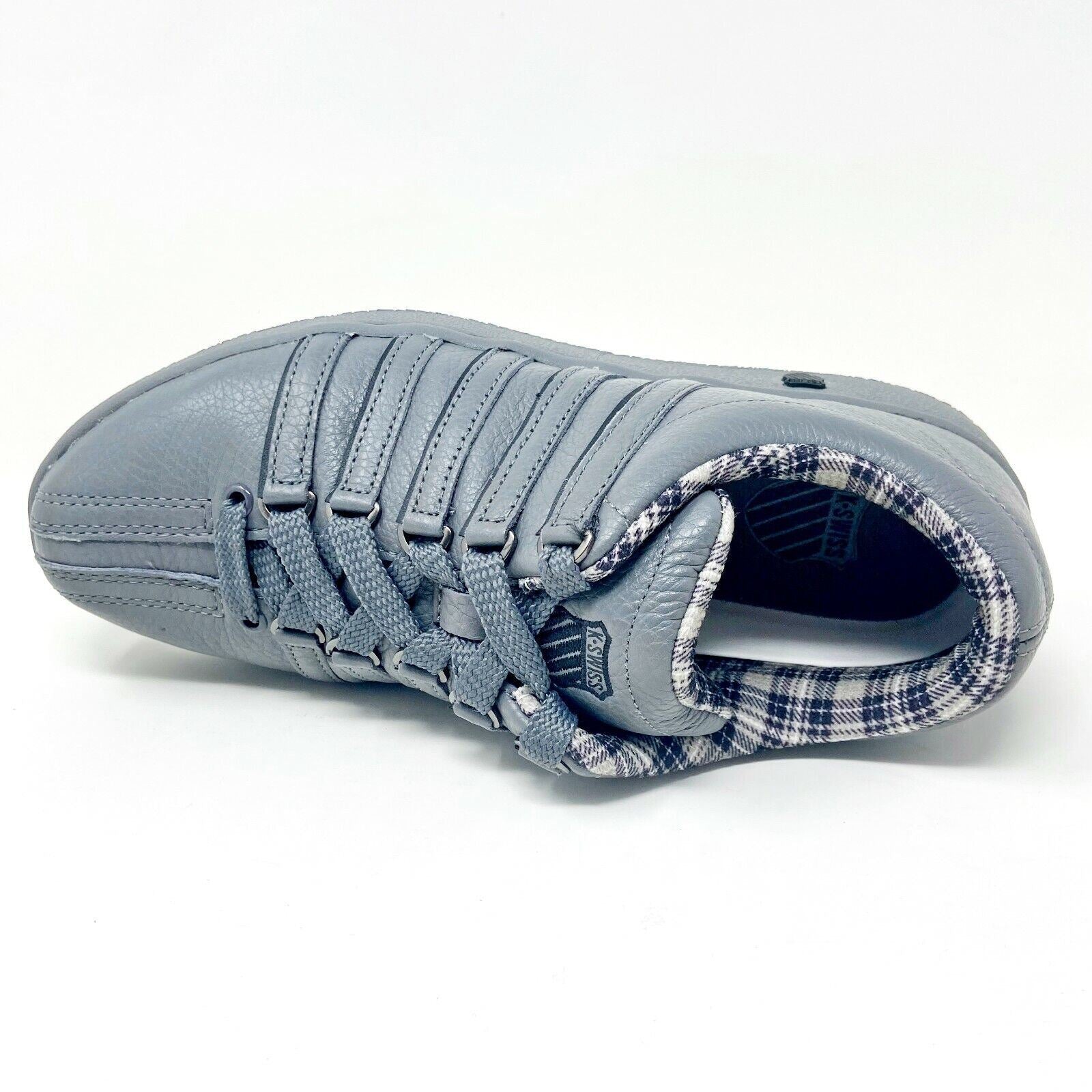 K-Swiss Mens Classic LXP Charcoal Black Tartan Casual Sneakers 01012048