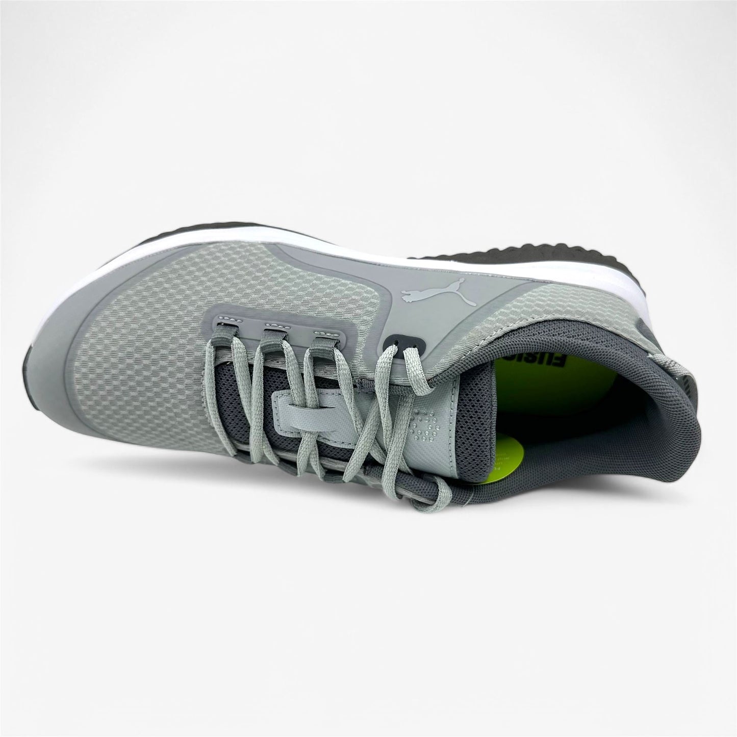 PUMA Fusion Grip Gray Silver Quiet Shade Mens Extra Wide Spikeless Golf Shoes