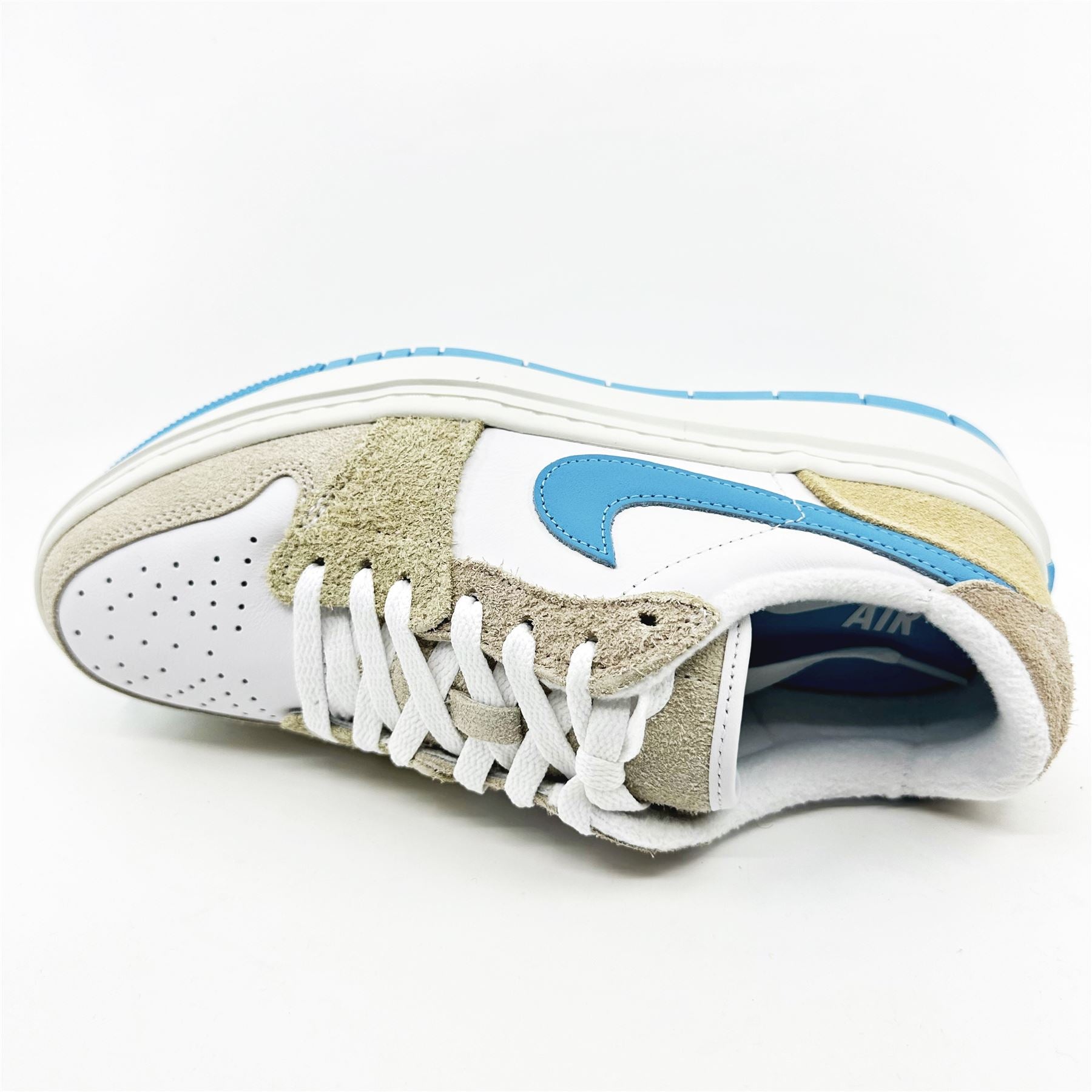 Jordan Air Jordan 1 Elevate Low SE White Baltic Blue Sanddrift Womens Athletic Sneaker