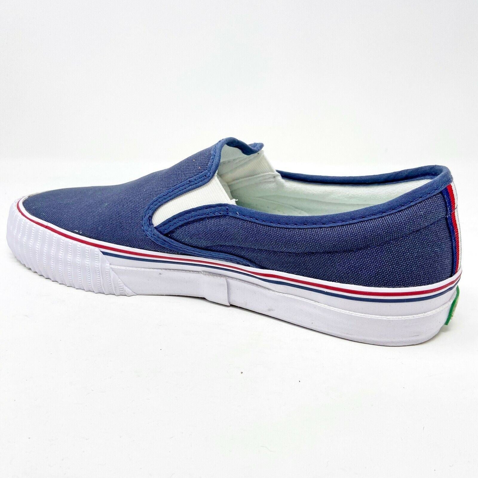 PF Flyer Center Slip On Navy Blue White Womens Shoes Casual Sneakers PM12OS2E