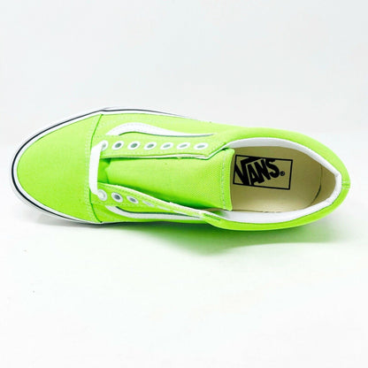 Vans Old Skool (Neon) Gecko Green True White Womens Casual Shoes Sneakers