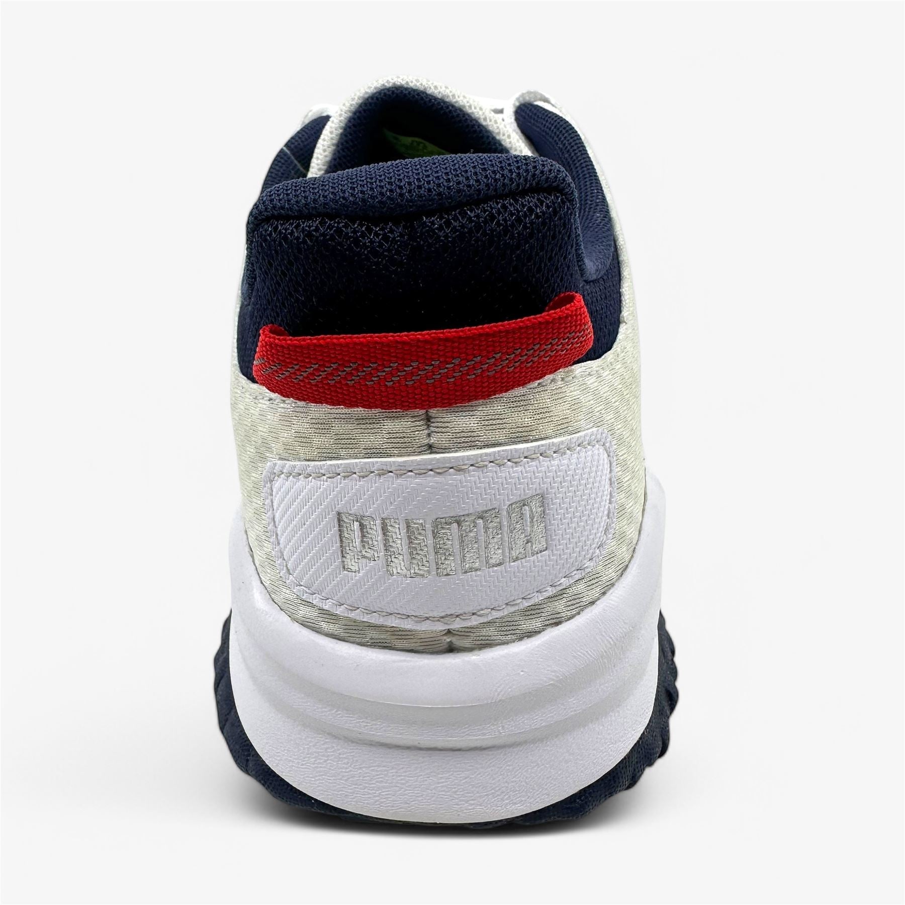 PUMA Fusion Grip White Silver Navy Mens Extra Wide Spikeless Golf Shoes