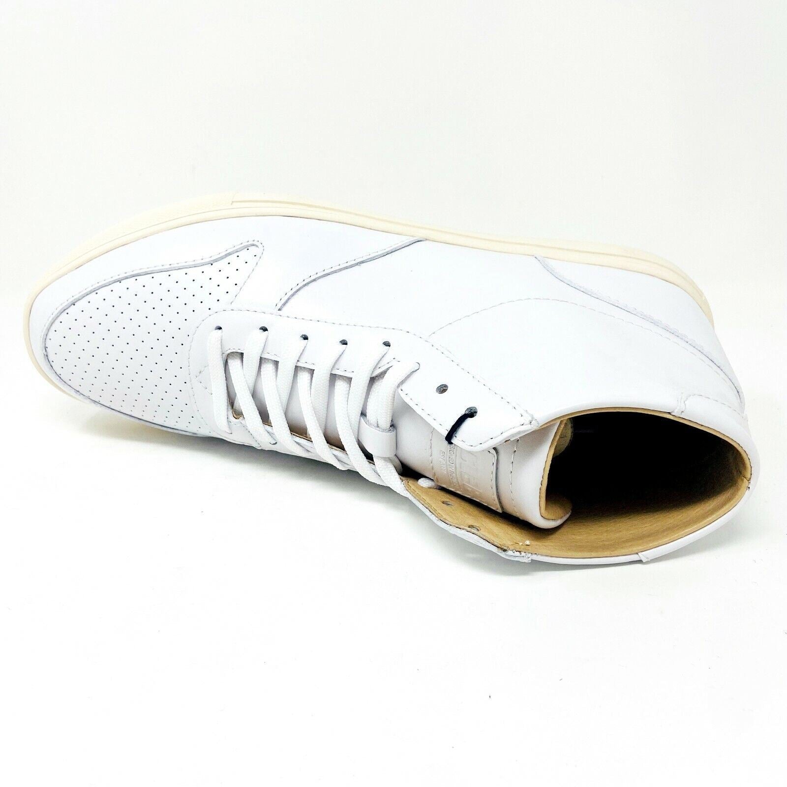 Clae Gregory Mid White Leather Mens Casual Sneakers