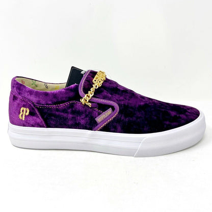 Supra Fenix Flexin Cuba LX Purple Velvet Mens Slip On Skateboard Shoes 06733 573