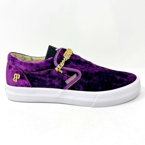 Supra Fenix Flexin Cuba LX Purple Velvet Mens Slip On Skateboard Shoes 06733 573