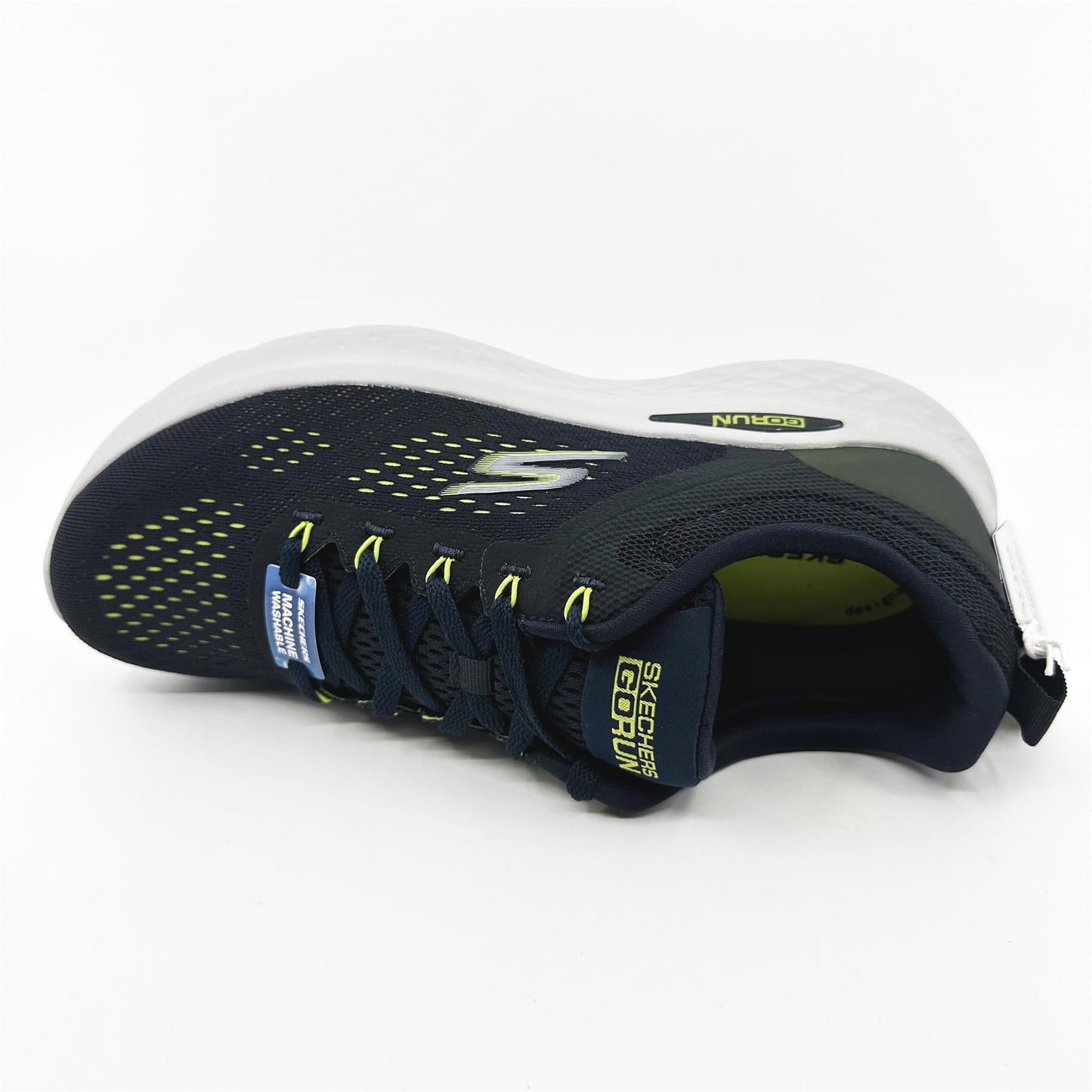 Skechers Go Run Lite Navy Lime Mens Slip On Sneakers