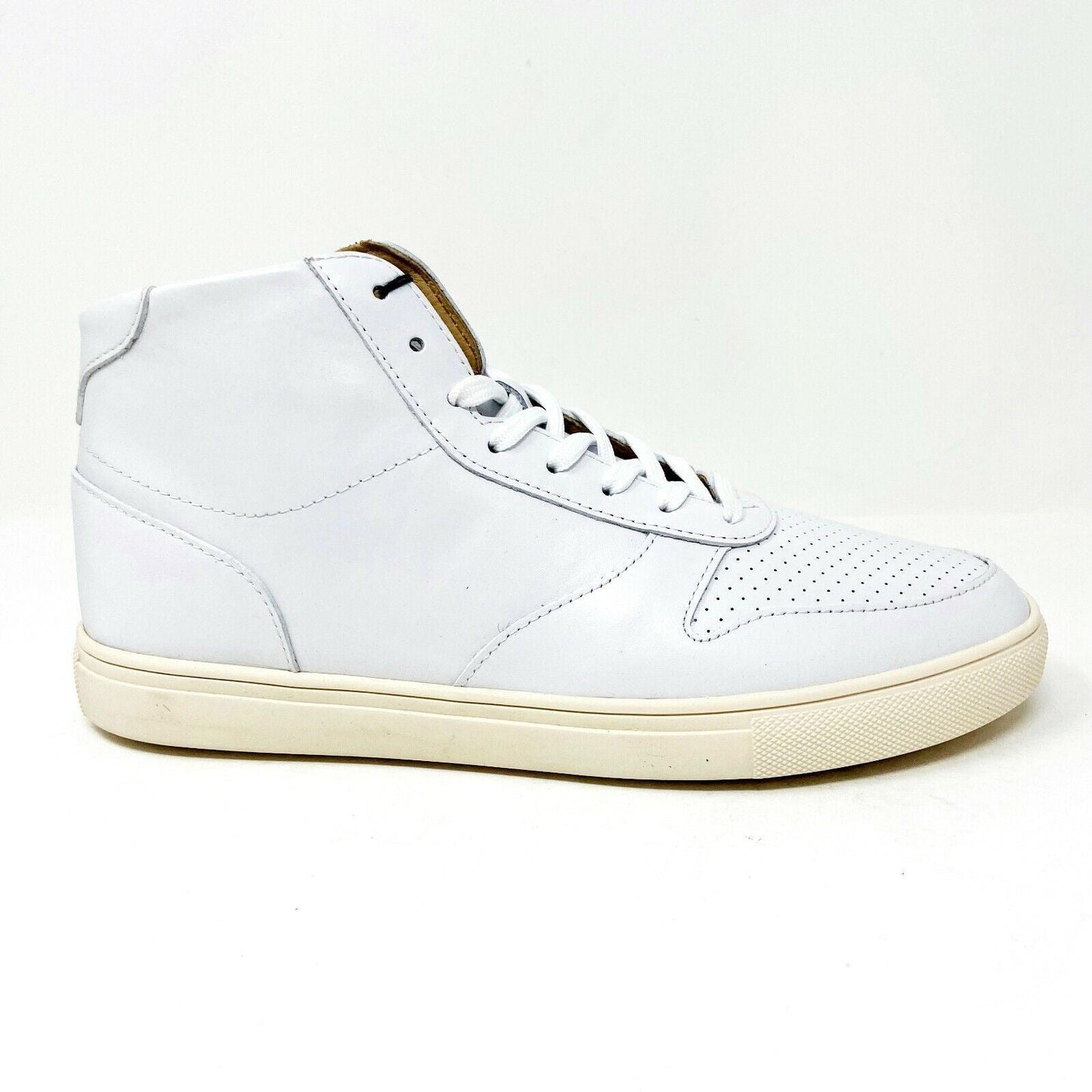 Clae Gregory Mid White Leather Mens Casual Sneakers
