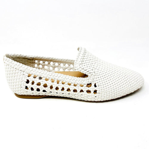 Birdies The Starling White Woven Womens Vegan Leather Slip On Flats Loafers