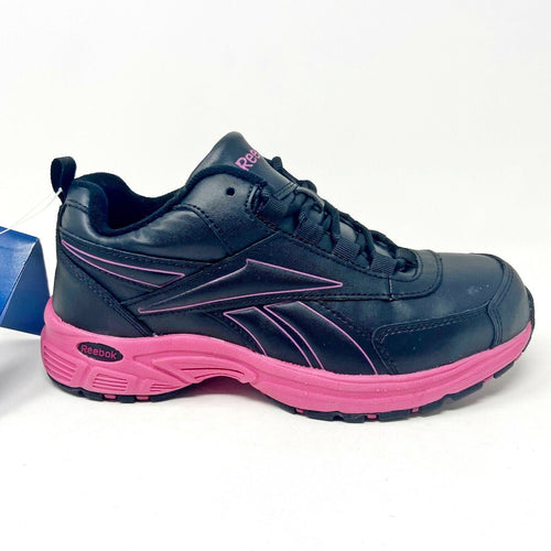 Reebok Work Oxford Black Pink Womens Size 6.5 Steel Toe Sneakers RB482