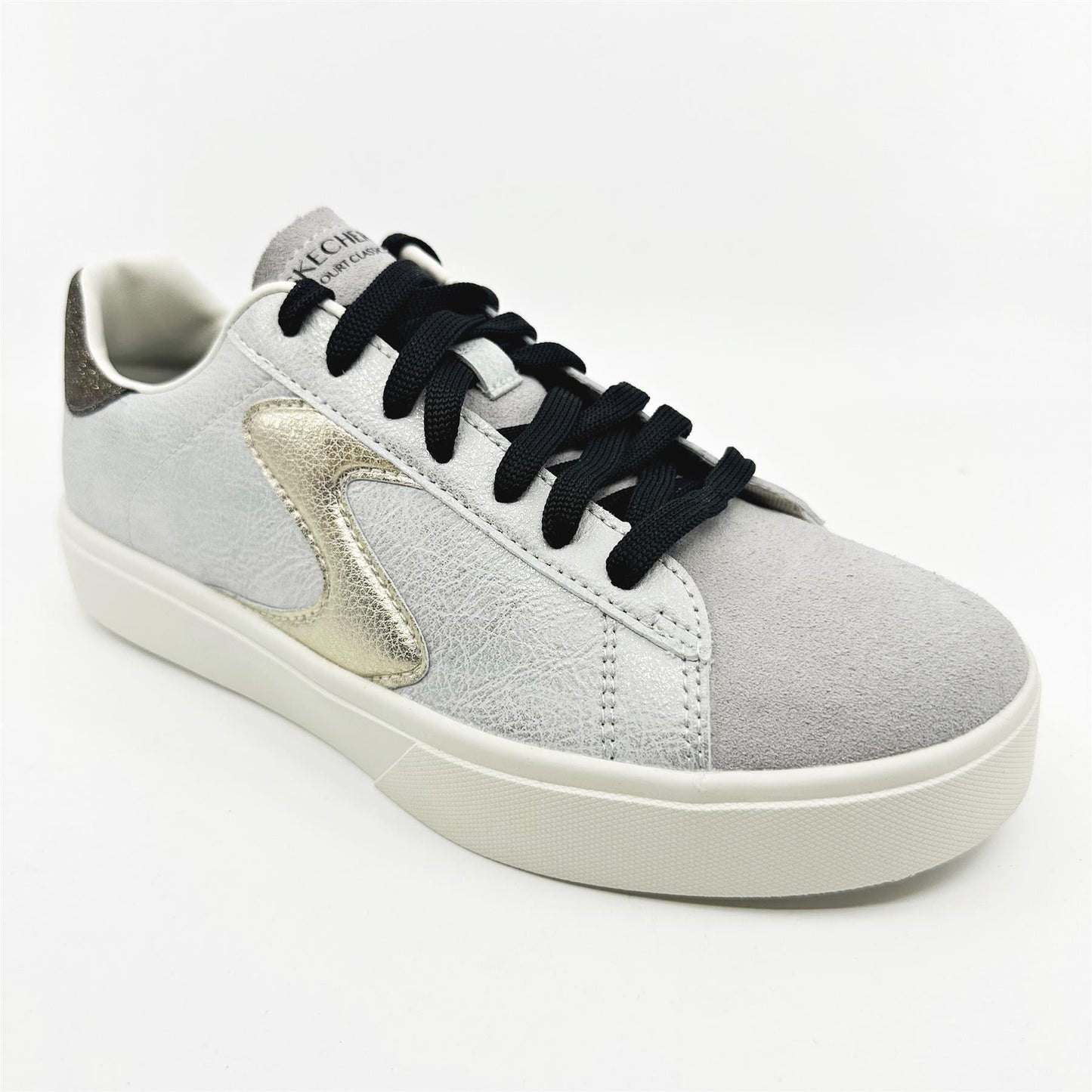 Skechers Eden LX Glimpse Of Glitter Light Gray Black Womens  Athletic Sneakers