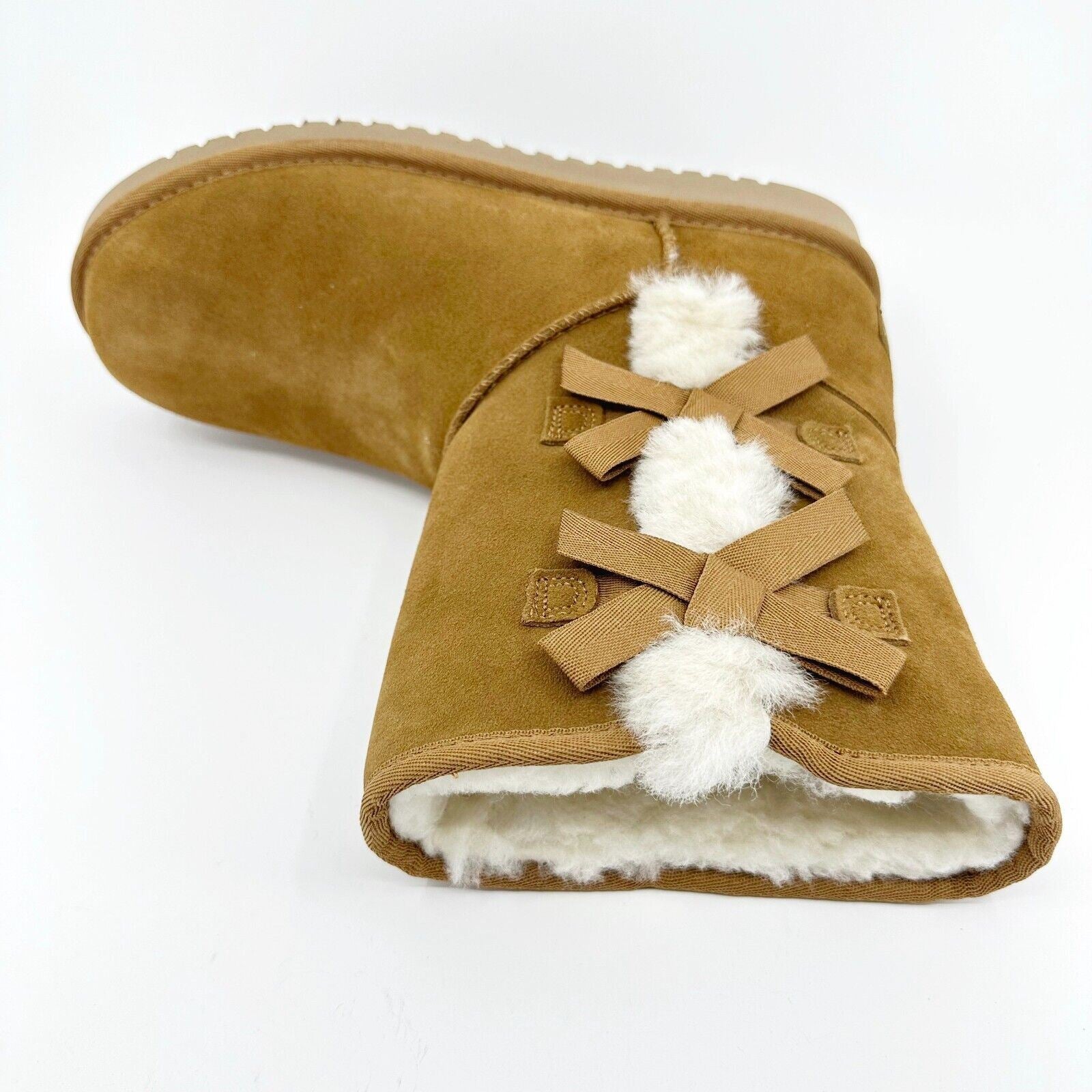 Koolaburra by UGG Womens Victoria Short Chestnut Suede Faux Fur Shearling Boots