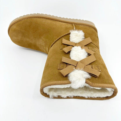 Koolaburra by UGG Womens Victoria Short Chestnut Suede Faux Fur Shearling Boots