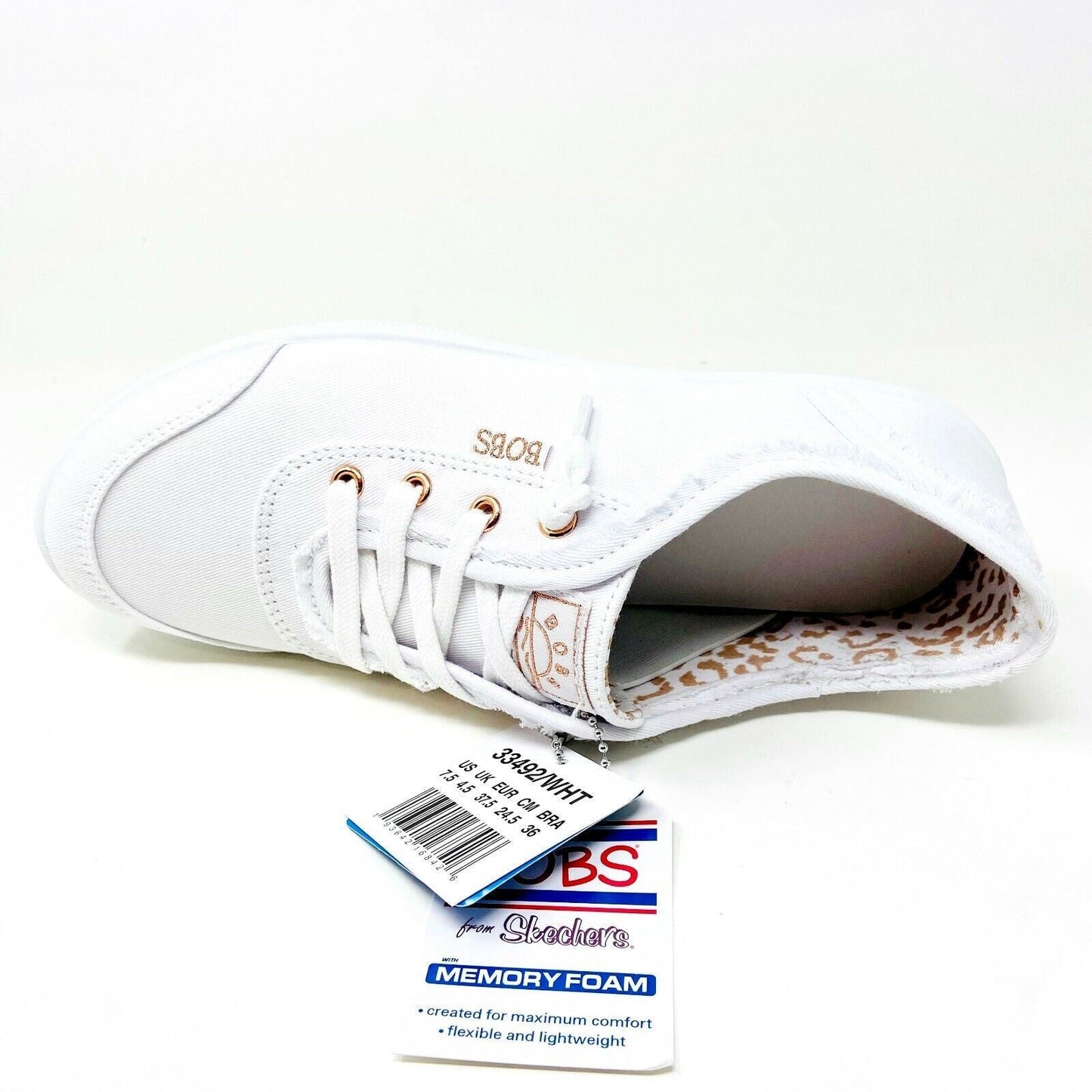 Skechers Bobs B Cute White Womens Slip On Memory Foam Comfort Shoes