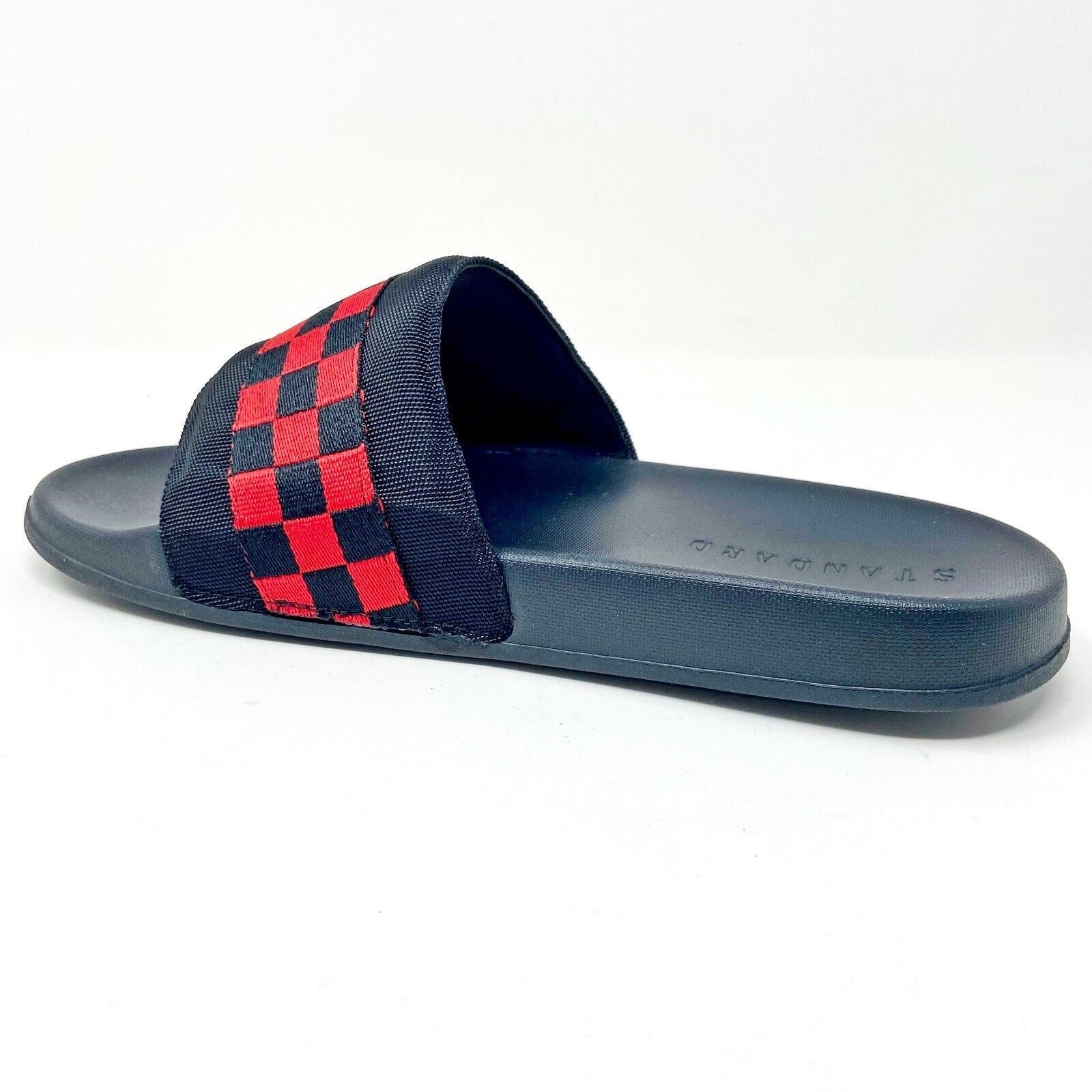 STNDRD Standard Los Angeles Monaco Checkerboard Black Red Mens Slides Sandals