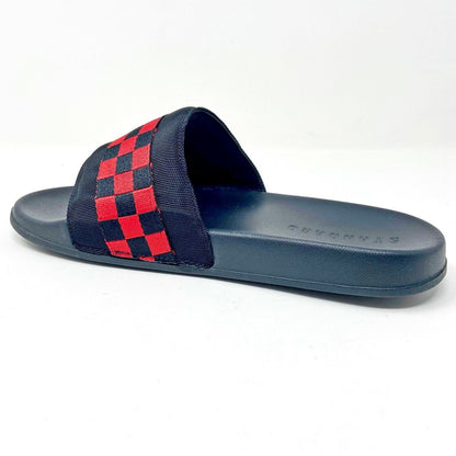 STNDRD Standard Los Angeles Monaco Checkerboard Black Red Mens Slides Sandals